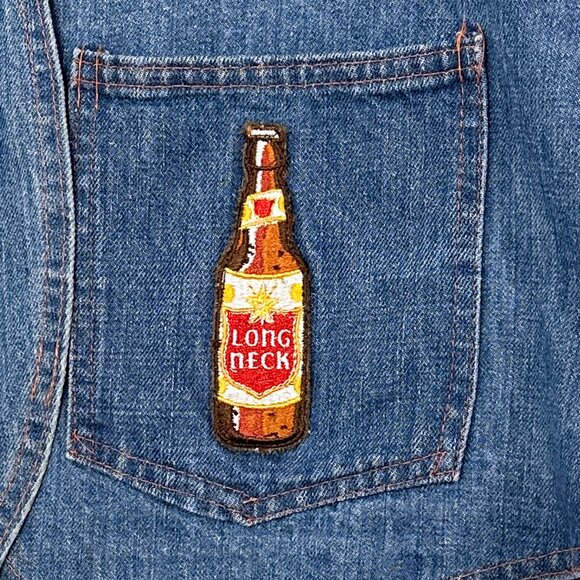 VTG Open Front Vest With Lone Star Beer Patches Size M *NO TAGS - Picture 3 of 12